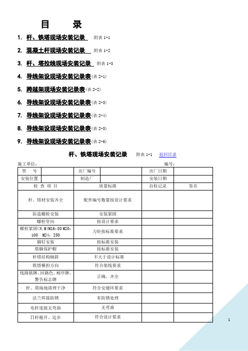 第一篇架空线路安装工程施工记录及质量验评表
