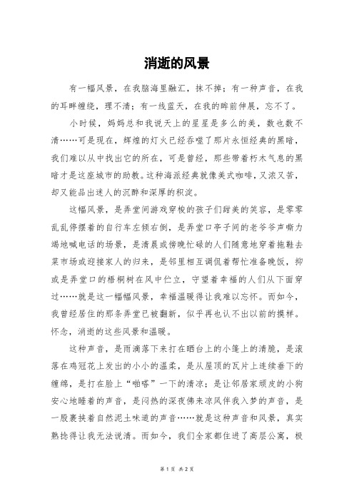 消逝的风景_高一作文