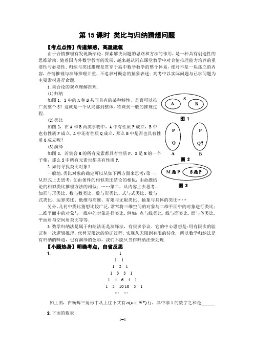 高考数学二轮复习 第15课时 类比与归纳猜想问题