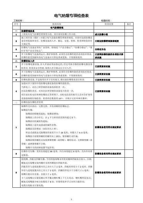 电气防爆专项检查表