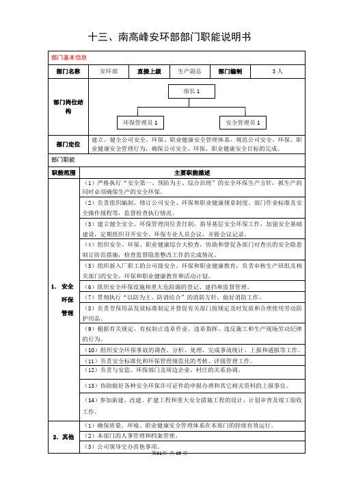 531 安环部职能及岗位说明书