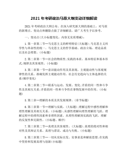 2021年考研政治马原大纲变动详细解读