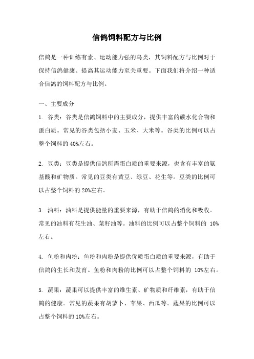 信鸽饲料配方与比例