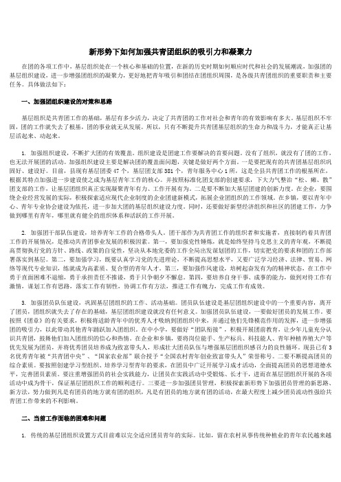 新形势下如何加强共青团组织的吸引力和凝聚力