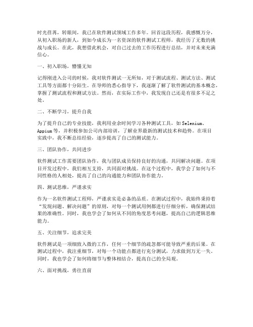 软件测试工程师工作感言