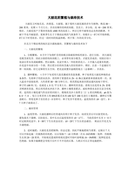 大丽花的繁殖与栽培技术