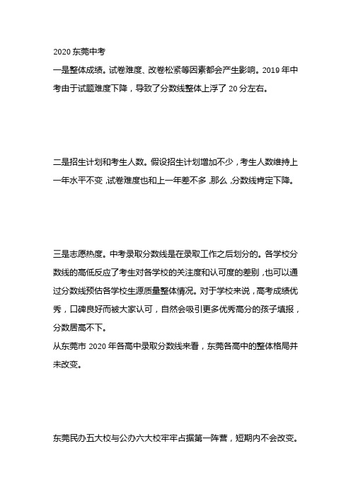 2020东莞中考