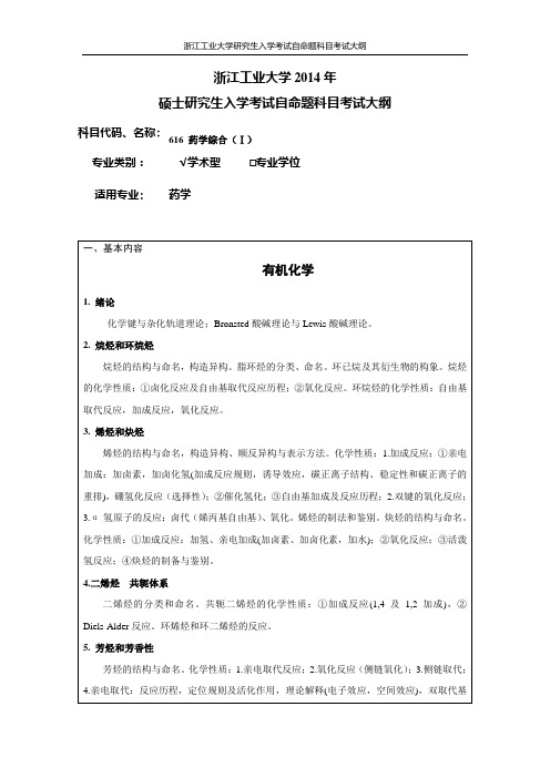 浙江工业大学药学考研