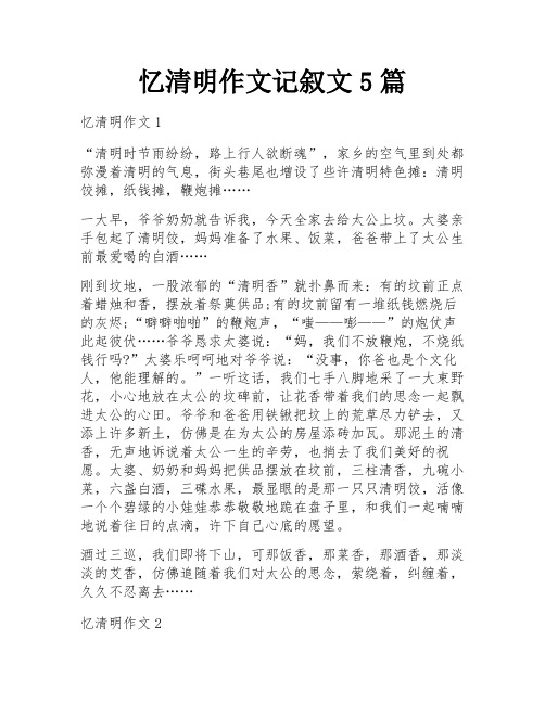 忆清明作文记叙文5篇