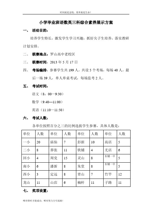 小学毕业班语数英三科综合素养展示方案