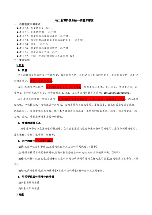 【物理】第4章节(质量与密度知识清单)