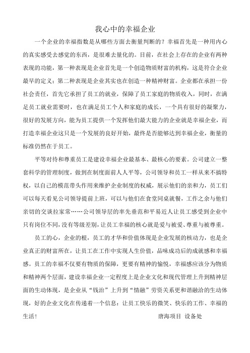 我心中的幸福企业
