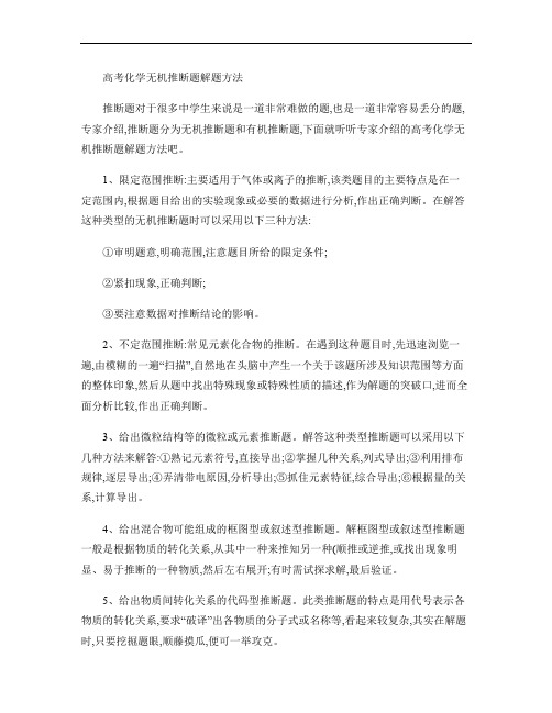 高考化学无机推断题解题方法讲解