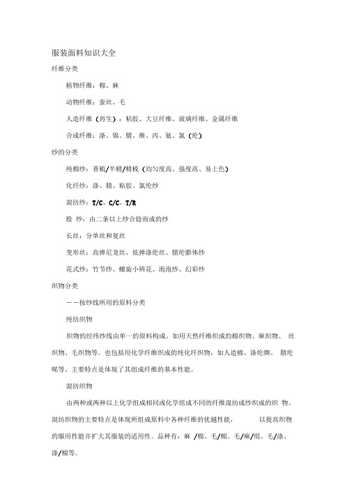 服装面料知识大全