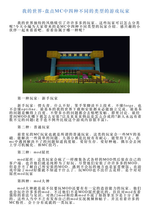 我的世界盘点MC中四种不同的类型的游戏玩家