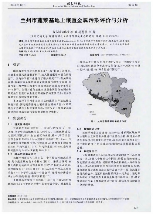 兰州市蔬菜基地土壤重金属污染评价与分析