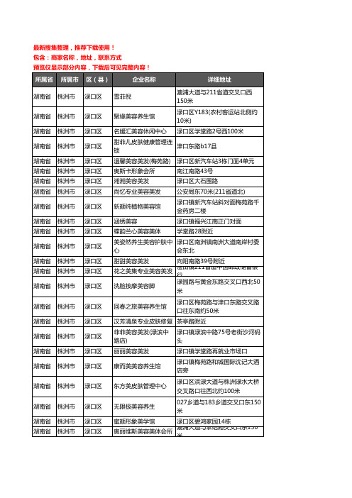 新版湖南省株洲市渌口区美容院企业公司商家户名录单联系方式地址大全41家