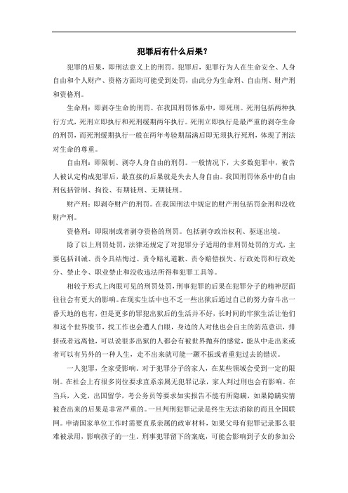 犯罪后有什么后果
