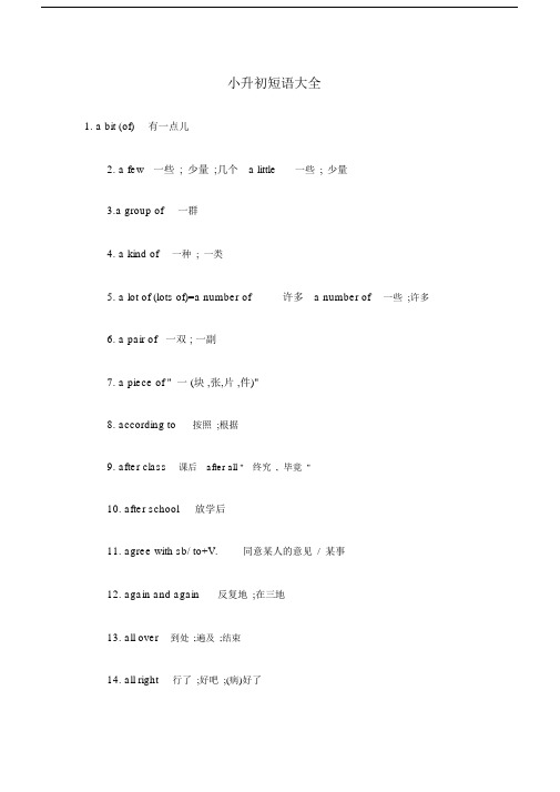 2016年人教版小升初英语短语大全.doc