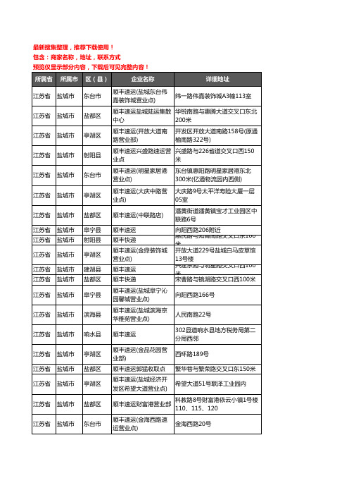 新版江苏省盐城市顺丰快递企业公司商家户名录单联系方式地址大全59家