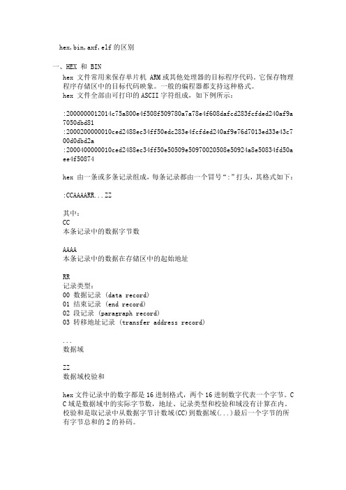 嵌入式中hex-axf-bin文件的区别