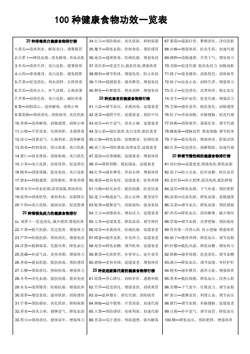 100种健康食物的功效