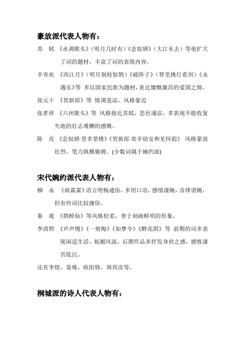 (完整版)诗人派别代表人物及诗分类