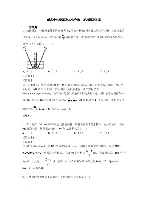 新高中化学氮及其化合物  复习题及答案