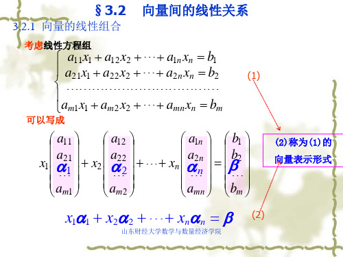 线性代数向量间的线性关系