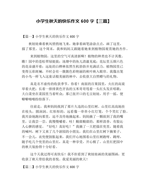 小学生秋天的快乐作文600字【三篇】