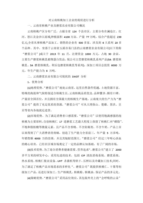 对云南核桃加工企业的现状进行分析