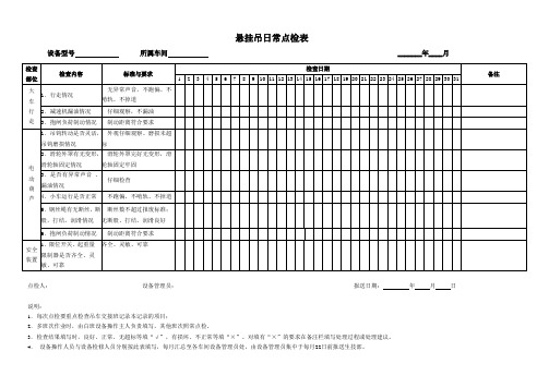 悬挂吊点检表