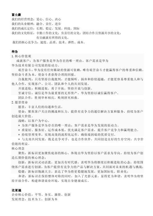 各知名公司企业文化