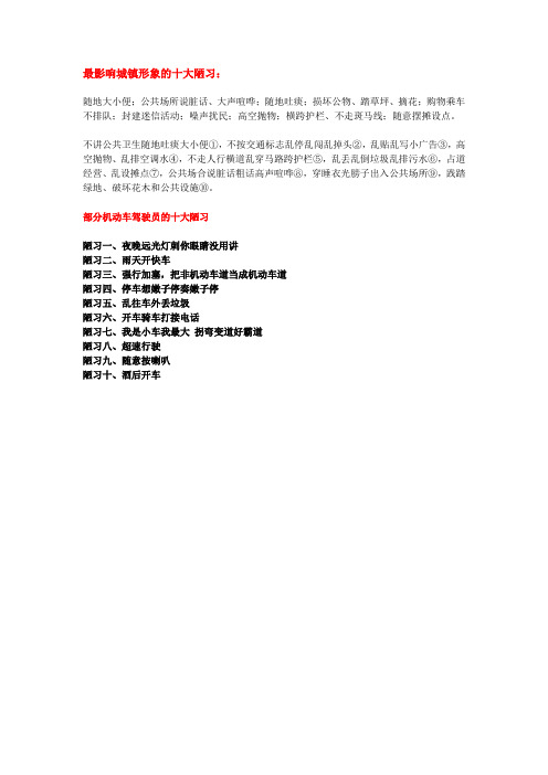最影响城镇形象的十大陋习