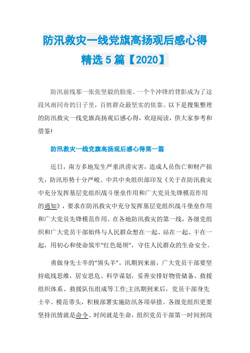 防汛救灾一线党旗高扬观后感心得精选5篇【2020】