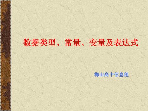 数据类型、变量、常量和表达式