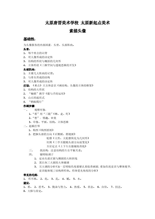 素描头像方法与步骤——太原新起点美术学校
