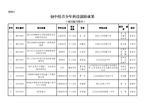 初中组青少年科技创新成果