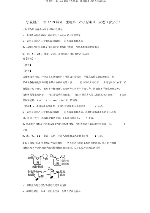 宁夏银川一中2019届高三生物第一次模拟考试试卷(含解析)