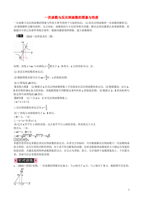 火线100天(云南专版)中考数学复习集训 题型专项五 一
