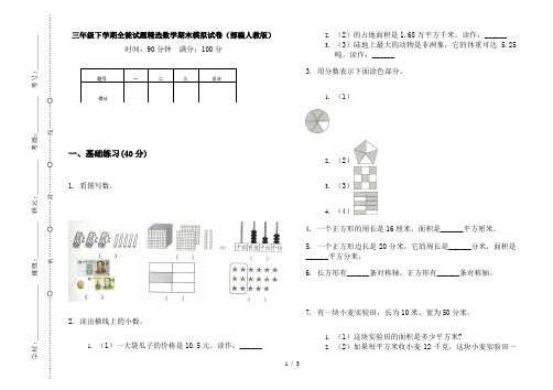 三年级下学期全能试题精选数学期末模拟试卷(部编人教版)