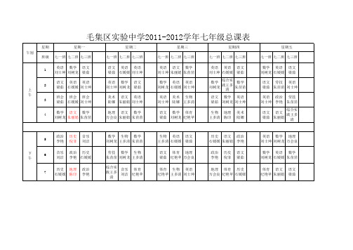 2011-2012(上)七年级总课表
