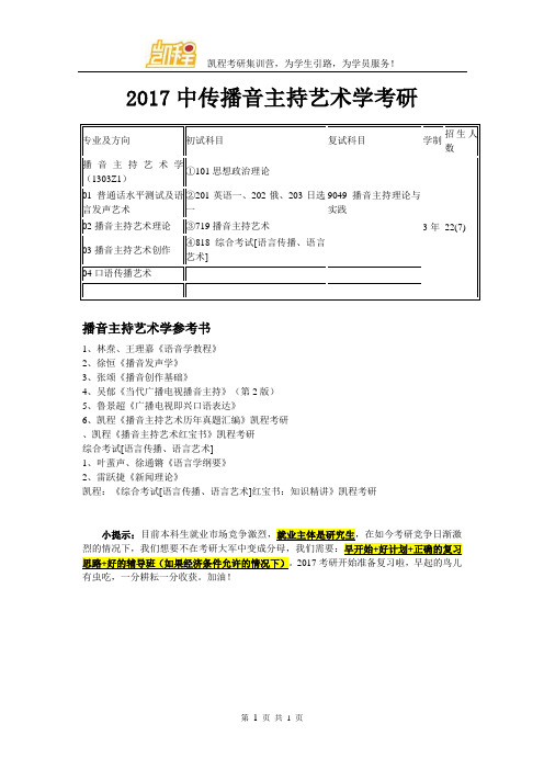 2017中国传媒大学播音主持艺术学考研