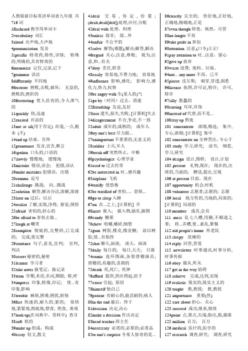 人教版新目标英语单词表九年级 共716词