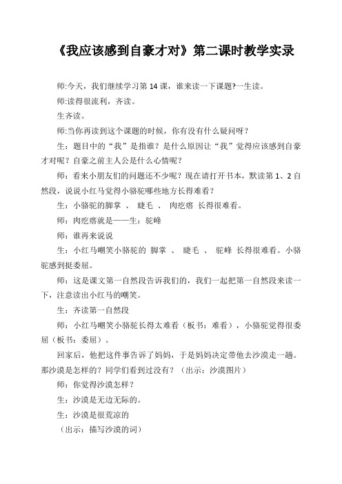 我应该感到自豪才对第二课时教学实录