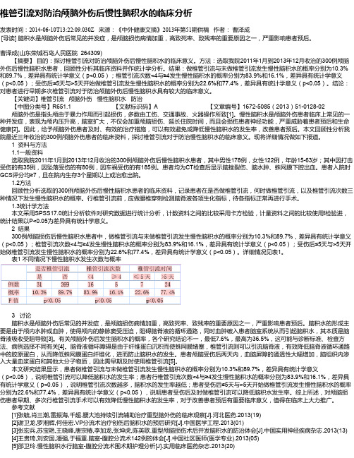 椎管引流对防治颅脑外伤后慢性脑积水的临床分析