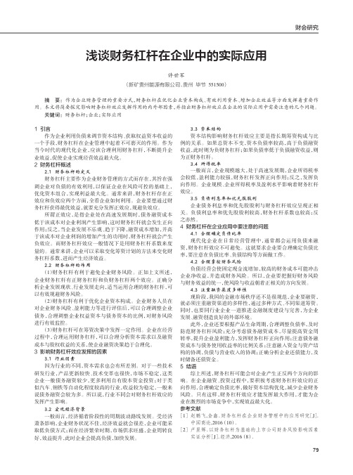 浅谈财务杠杆在企业中的实际应用