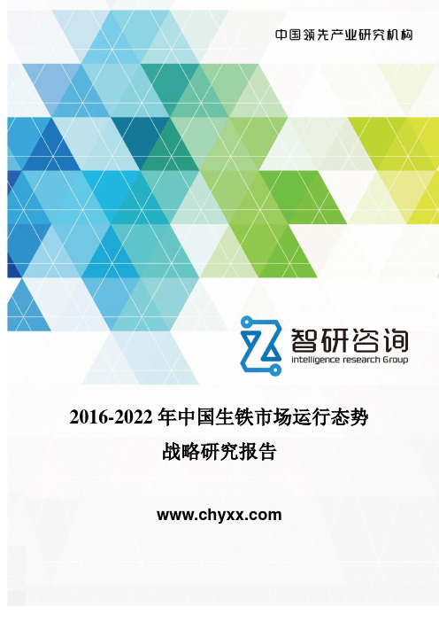 2016-2022年中国生铁市场运行态势报告