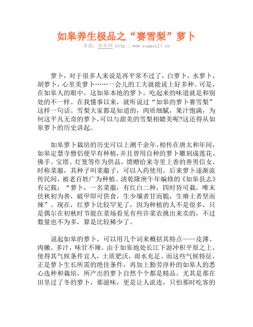 如皋养生极品之“赛雪梨”萝卜