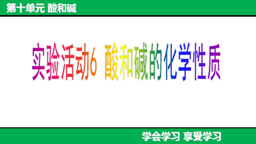 人教版九年级化学下册实验活动6酸碱的化学性质课件13张(共13张PPT)